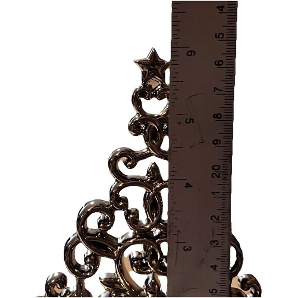At Home Metal Christmas Tree Stocking Holder Silver Scroll Decor Mantle Hook - Picture 5 of 6